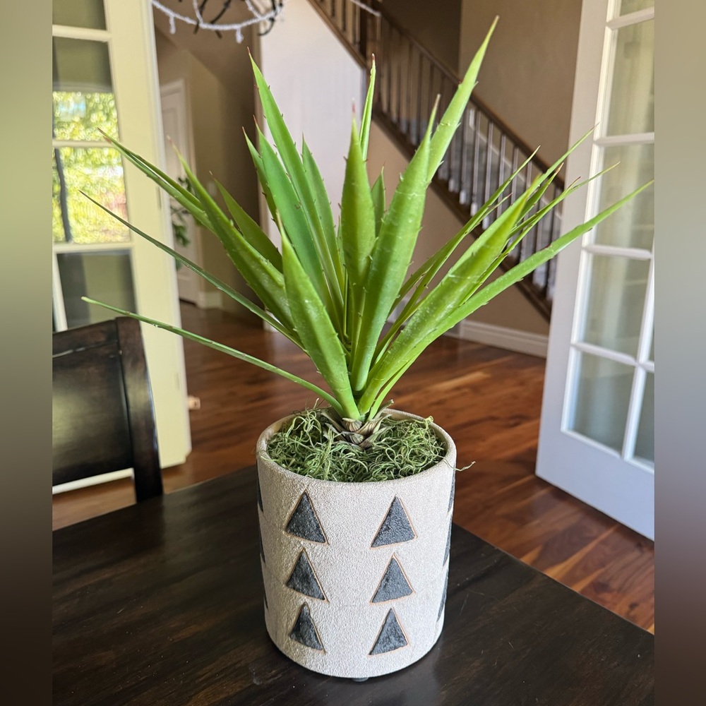 Faux plant greens with pot with black